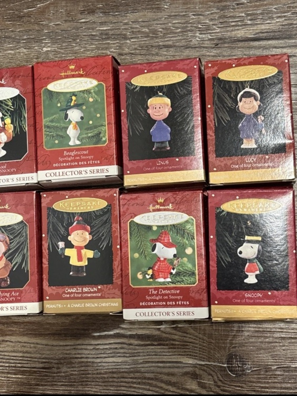 Vintage Hallmark Keepsake Ornaments Peanuts A Lot Of Eight With Box